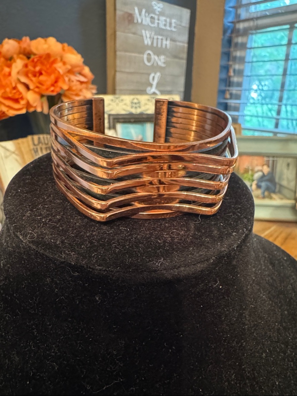 Art Deco Renoir Copper Cuff Bracelet